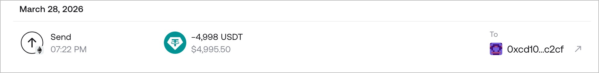 Перевод 4 998 USDT от 28 марта 2026 года